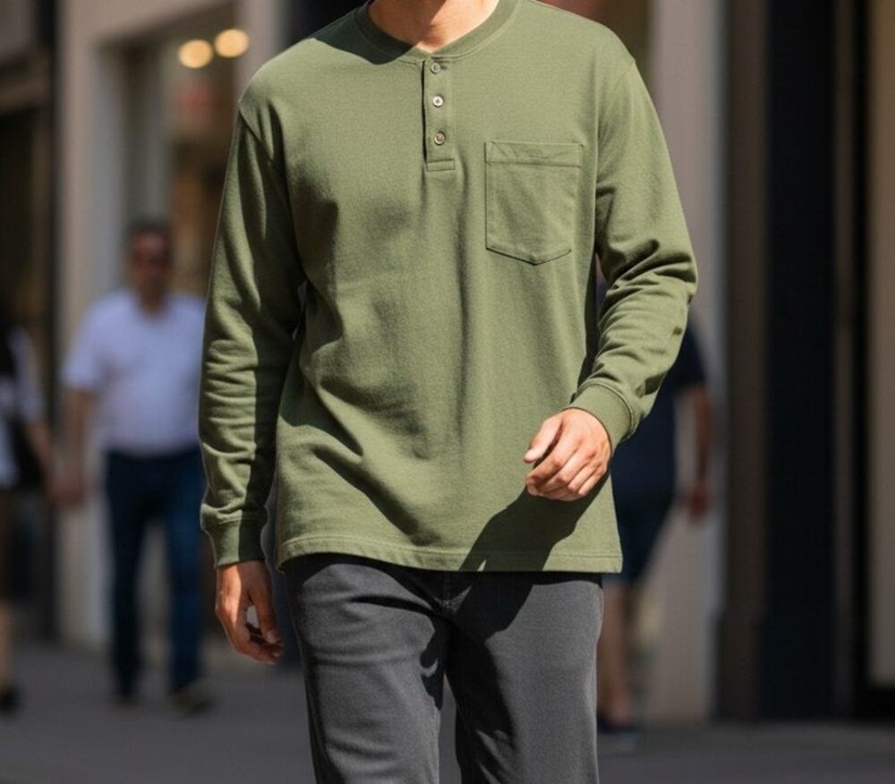 Duluth Trading Company Men's Longtail Shirt Large Green Pullover Workwear